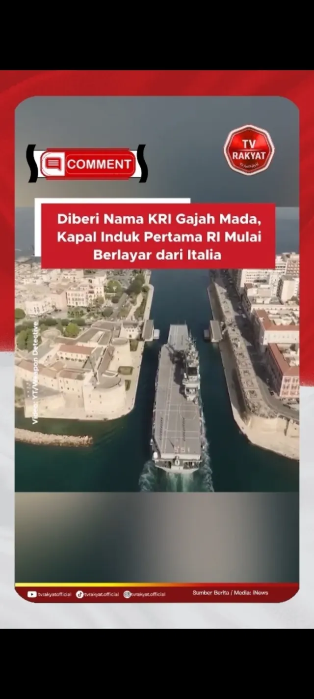 Kapal Induk Pertama RI KRI Gajah Mada Resmi Berlayar dari Italia, Tiba September 2026 — Internasional